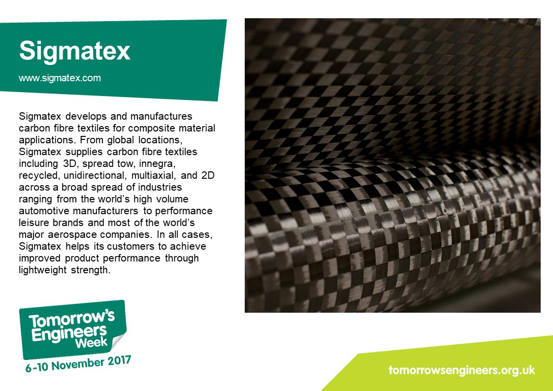 Sigmatex supports #TEWeek17 <a href="/Tomorrows_Eng/">Tomorrow's Engineers</a>  #Composites