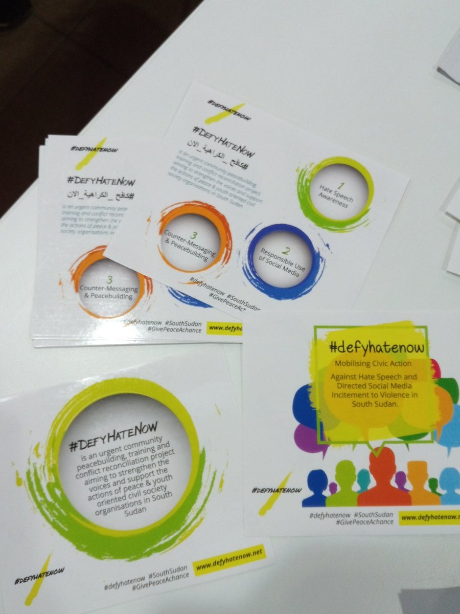 nelsonkwaje's tweet photo. Hi @defyhatenow thanks for the goodies , our participants are enjoying the stickers, keep up the good work #defyhatenow 
#TrendSouthSudan 
#SocialMediaTrainingSS https://t.co/V3O36OTlUH
