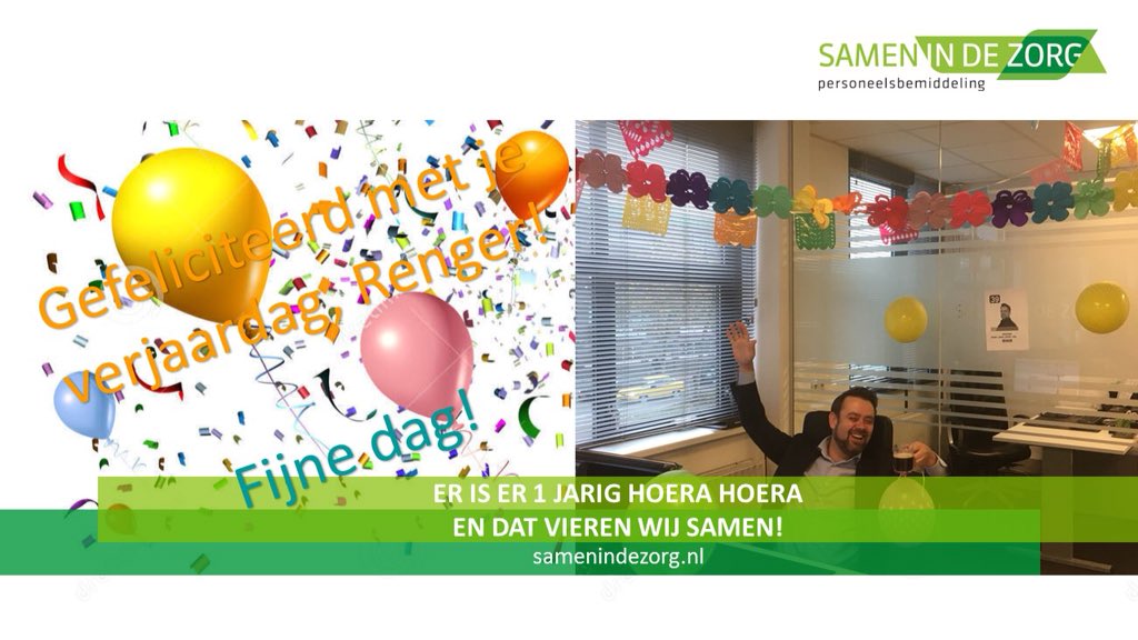 SamenindeZorg's tweet photo. #verjaardagenvierenwijSAMEN #feest #gefeliciteerd Renger! https://t.co/nil9ia7G6o