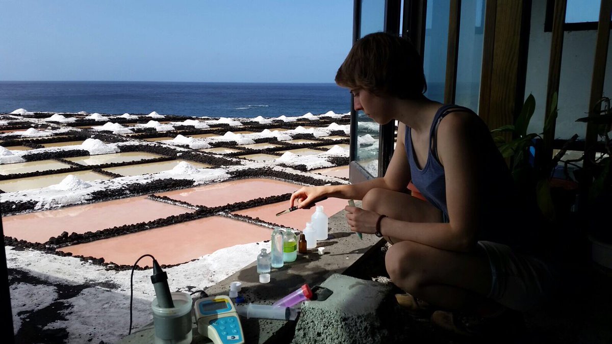 GeoTenerife's tweet photo. Our @GeoIntern @JacksonGeol collects + and processes alkaline trap samples in La Palma with @fiona_volcan of @involcan as part of intense monitoring survey of Cumbre Vieja https://t.co/L4VLmDCeNP