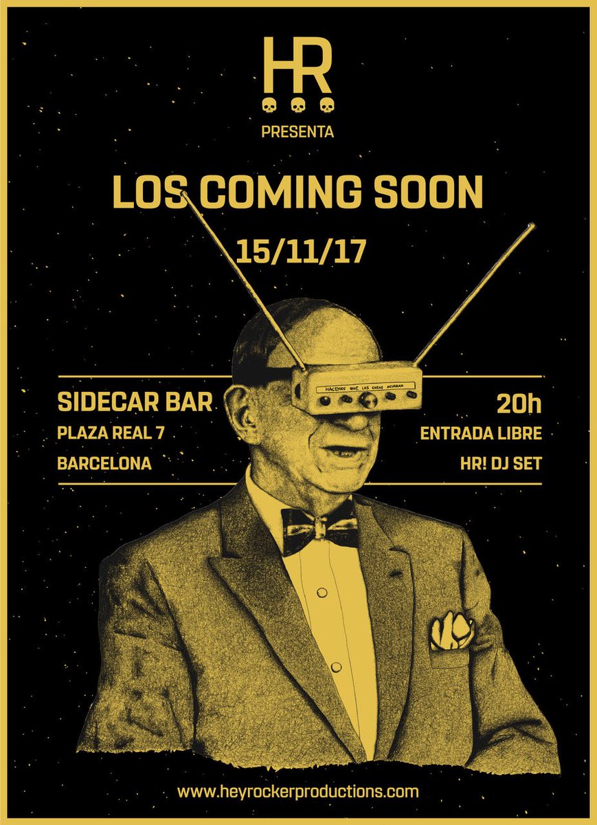 este miércoles tocamos en barcelona 🖤la cita: <a href="/SIDECARbcn/">SIDECAR Factory Club</a> 8 pm 🎶✨ invita: #heyrocker - entrada libre