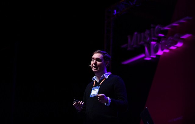 WebSummit's tweet photo. "Instruments must change in order to stay alive." - @RolandLamb, CEO @WeAreROLI speaking on MusicNotes at #WebSummit https://t.co/VK68fIkv4z
