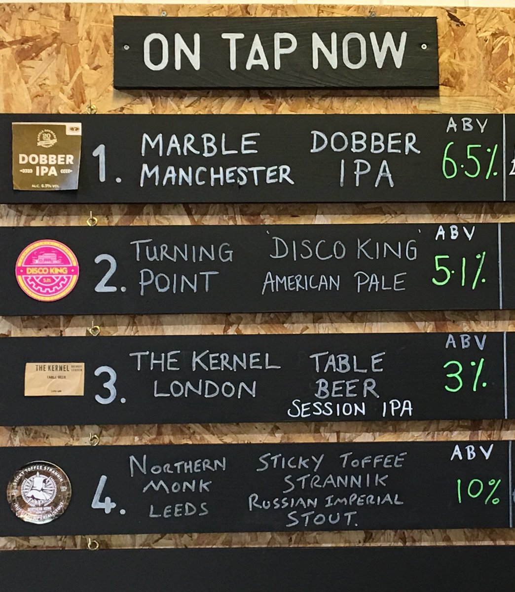 Today’s board <a href="/MarbleBrewery/">Marble Brewery</a> <a href="/TurningPointbco/">Turning Point Brew Co</a> <a href="/kernelbrewery/">Kernel Brewery</a> @NMBCo