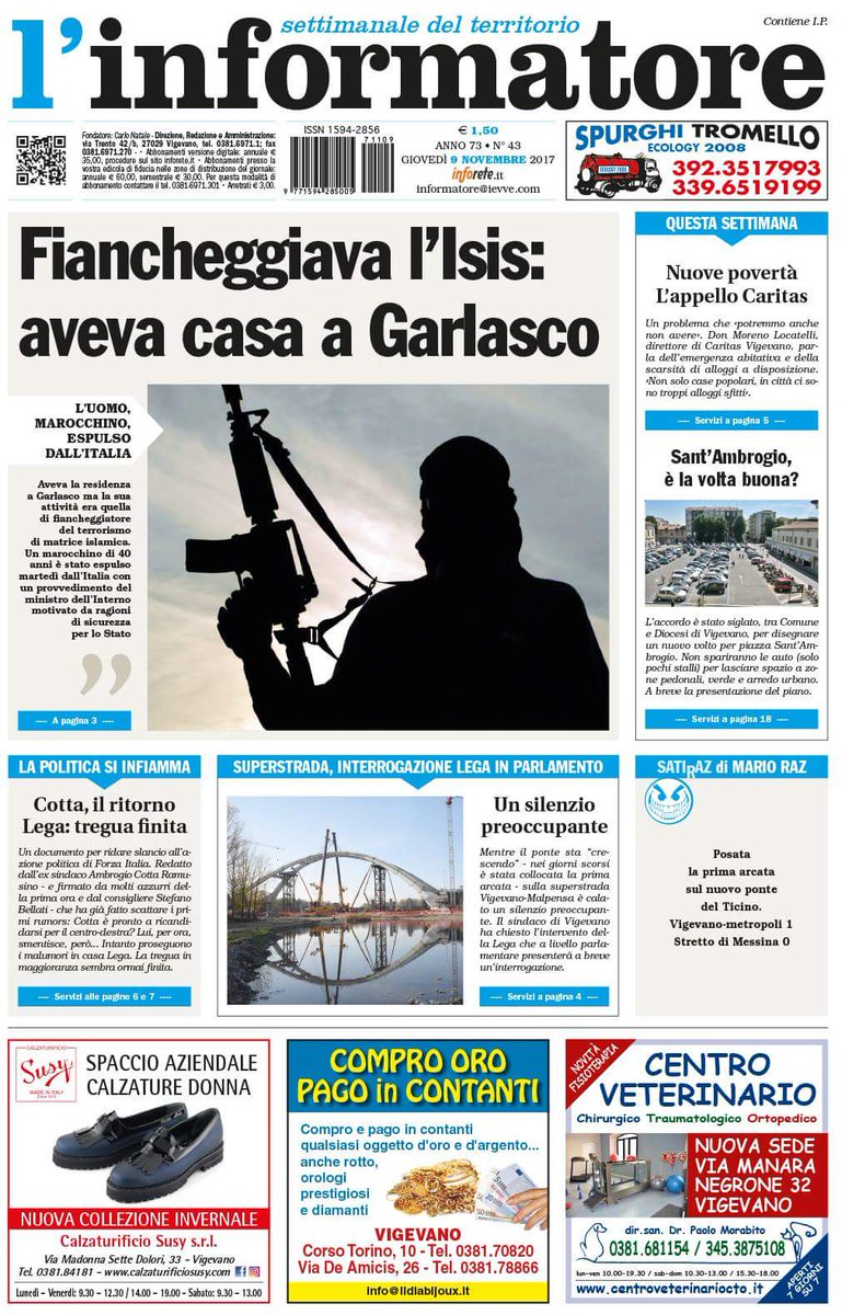 Informatore_it's tweet photo. Ecco la #PrimaPagina dell'Informatore in #edicola oggi,. Aggiornamenti e #versionedigitale su https://t.co/14wbxwJe0c - abbonamento "all digital" o "family": https://t.co/VVzoewPm52 https://t.co/X5CzxDHMy4