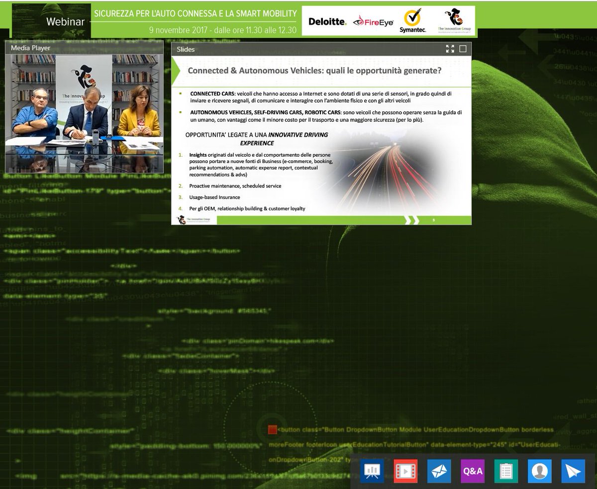 TIG_italia's tweet photo. #Connected & #Autonomous #Vehicles quali le opportunità generate? Questo uno dei temi del #webinar tenutosi oggi con #DriveSec #MagnetiMarelli #TIGcybersec https://t.co/DJfcSwLVpX