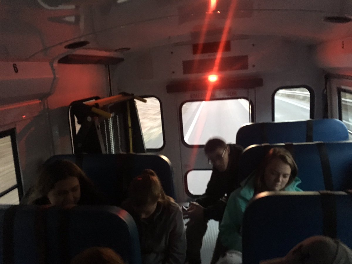 These FFA members are dedicated, and maybe a little sleepy! No school today yet they are here and on the bus before 7! On our way to an FFA leadership conference!
