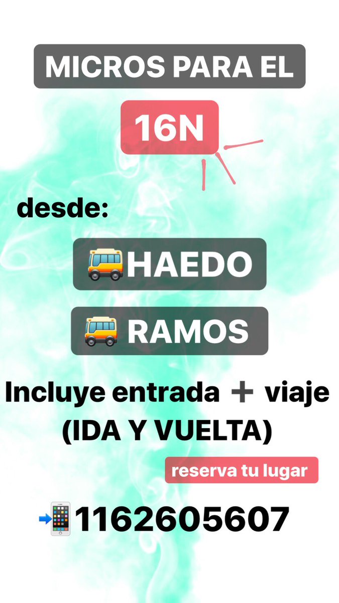 promoeuca17's tweet photo. Reserva tu lugar📲🚌🤟🏼 https://t.co/y6gfKklvPl