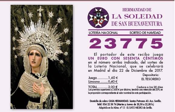 hdadsoledad's tweet photo. 📣📣¡23775!

Ya tienes a tu disposición décimos y participaciones de la Lotería Nacional del Sorteo de Navidad en nuestra Hermandad. https://t.co/PmvopshbXf