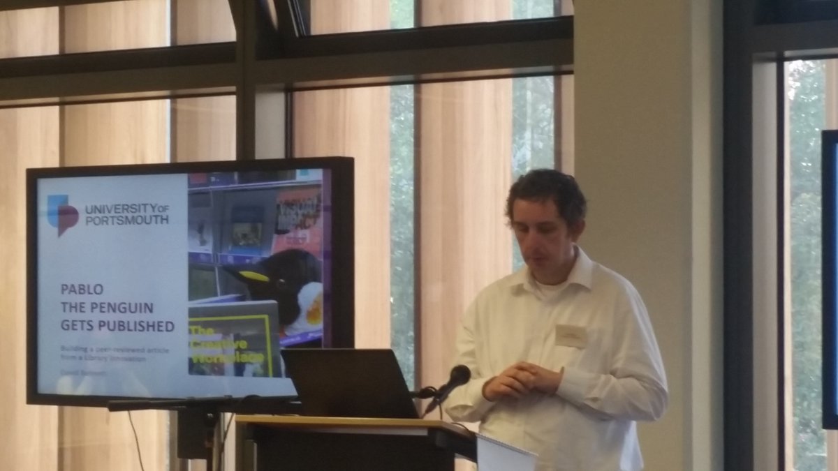 librarydaydream's tweet photo. The power of play in learning innovation from Pablo the Penguin's David Bennet. #munral2017 @library_MU @uoppen https://t.co/s7jioyGXaB