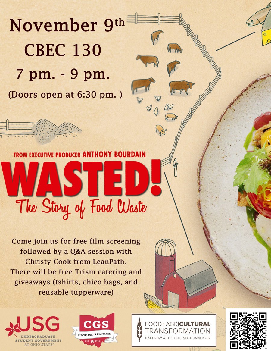 NewThought4Food's tweet photo. Join @usgosu , @cgsosu &amp; @OhioStateInFACT for a FREE screening of Wasted! The Story of Food Waste. TODAY @ 7pm, CBE Rm 130 #DiscoveryInFACT https://t.co/TeS7FvMoCw
