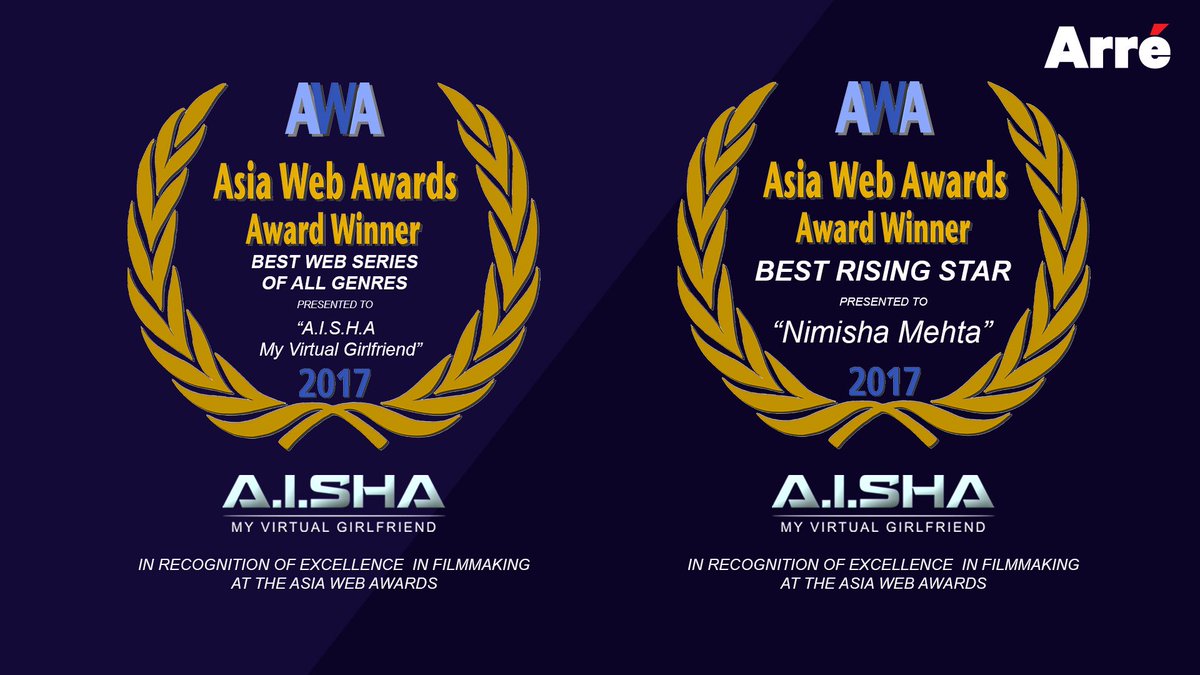 ArreTweets's tweet photo. We are on cloud 9! A.I.SHA #MyVirtualGirlfriend shines at the Asia Web Awards 2017 after stealing the show at the South Florida WebFest and the LA WebFest. https://t.co/APTtMJ7UEn