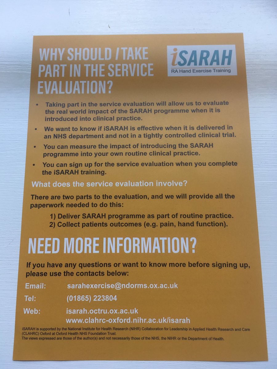 SCAHPRN's tweet photo. Do you treat patients with rheumatoid arthritis of the hand? @RRIO_news is looking for #NHS #therapists to help measure the impact of their SARAH hand exercise programme. #CAHPR https://t.co/N5hcOEELJq