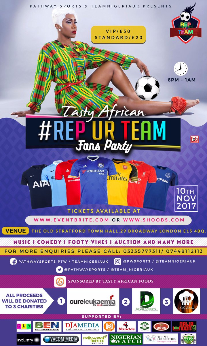 CureLeukaemia's tweet photo. Good luck to @Team_NigeriaUK & @PathwaySports whose #RepUrTeam fundraising event takes place in London this weekend in support of @Carl_Ikeme! #TeamKemes ⚽️ https://t.co/CWExmbFva4