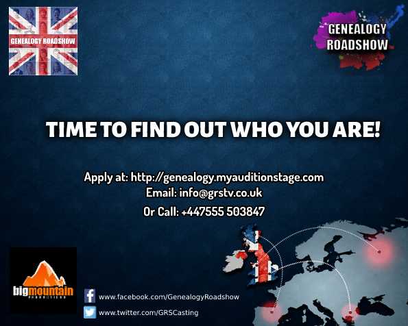 MFSRCasting's tweet photo. New UK TV Series Will Link British Public To Their Family History! https://t.co/9yG1pCT55A    #GenealogyRoadShowUK #GRSCasting https://t.co/xxK4a9OuYn