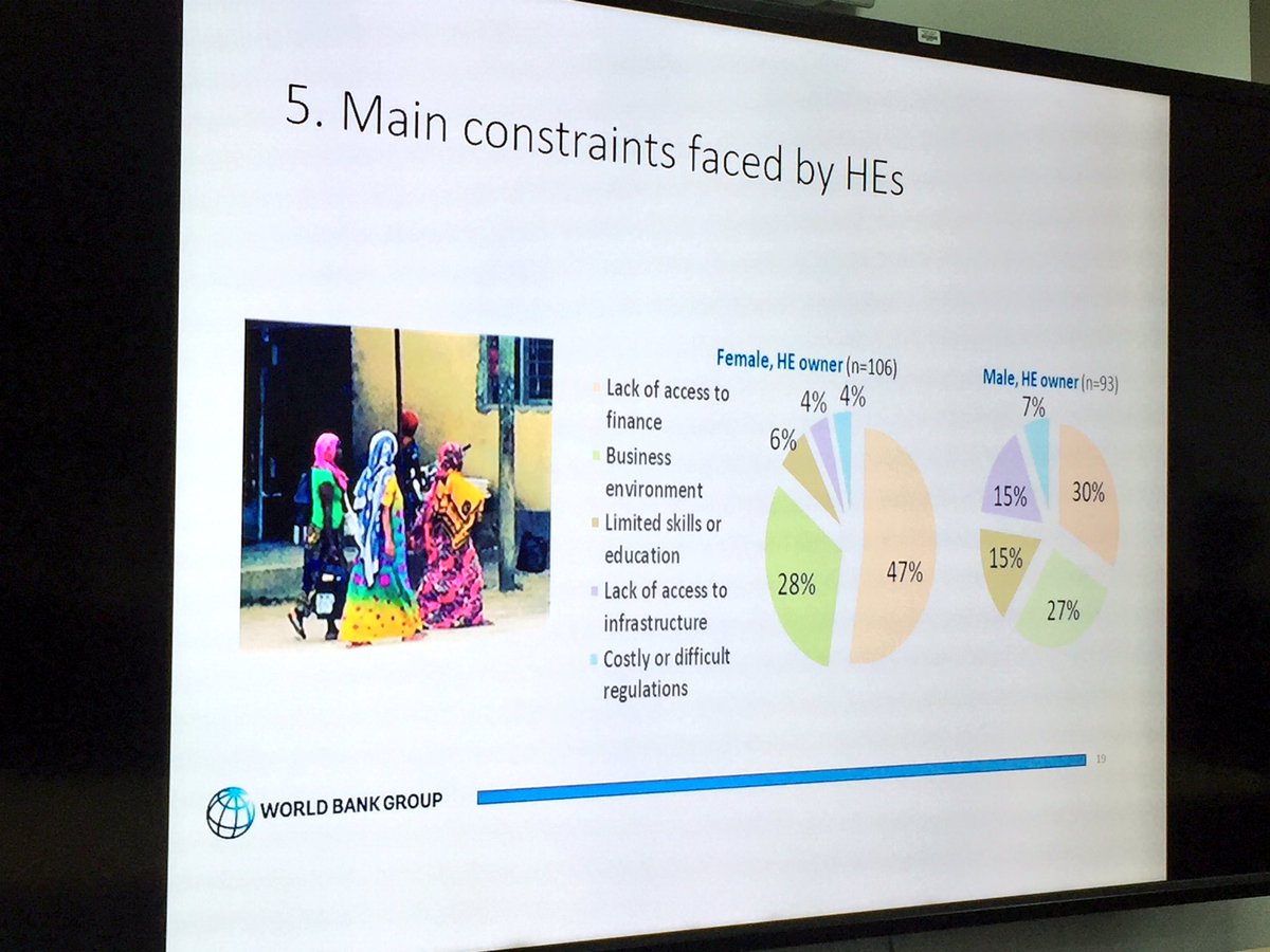 WBGTanzania's tweet photo. How the biz environment and access to finance impact female vs male households in #Tanzania #InternalLearning session WB staff https://t.co/wyfS41dlLI