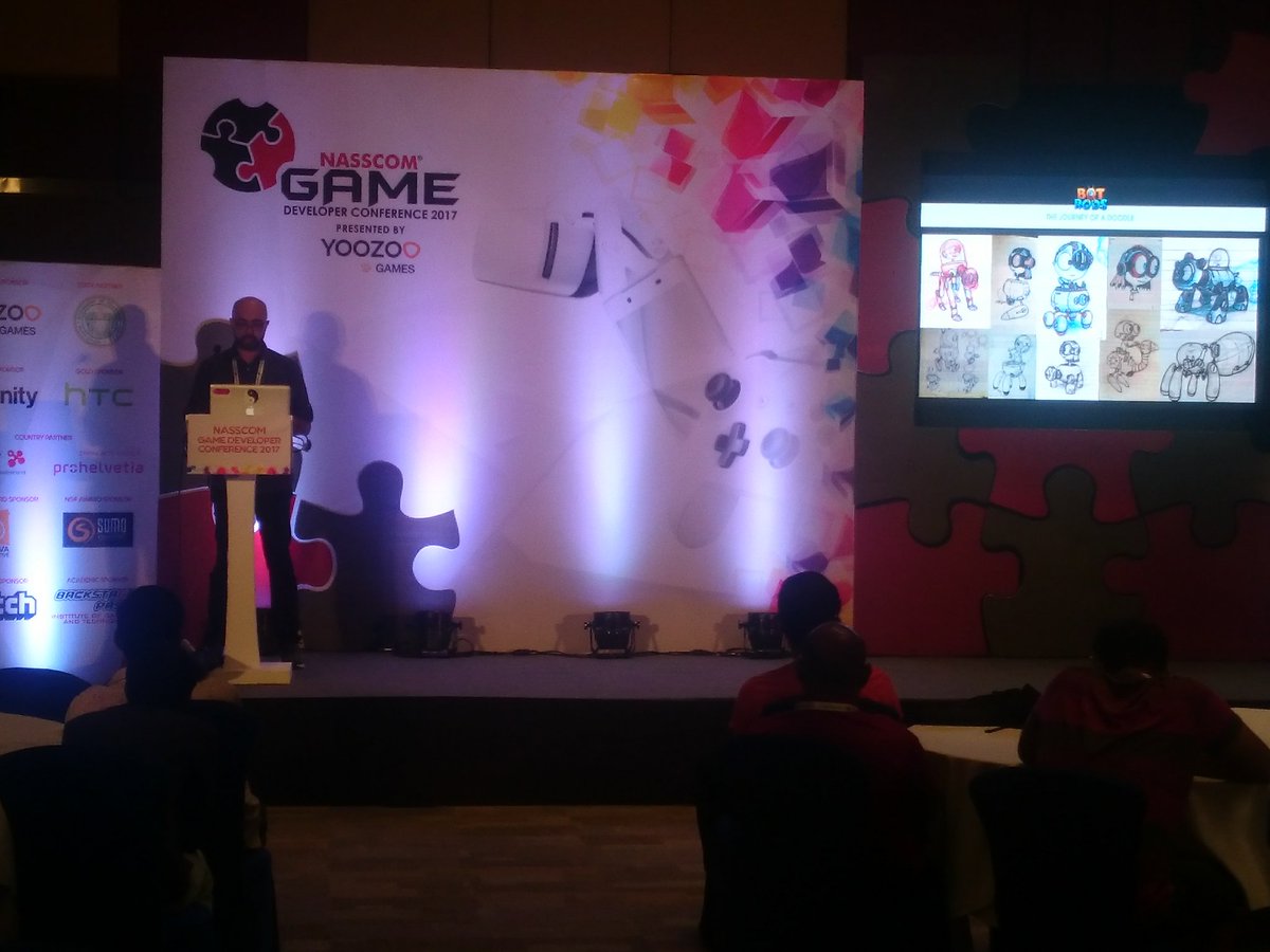 theindiagdc's tweet photo. .@thenirmaldavid of Hobo Interactive discusses the Art and the Making of @BotRodsTheGame, at the #NGDC2017! https://t.co/tjFhdGaivO