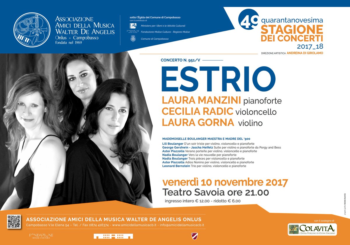 giovannipetta1's tweet photo. ESTRIO al Teatro Savoia di Campobasso - #amicidellamusicadicampobasso #musica #estrio #molise #campobasso https://t.co/5ZjxCWJgU0