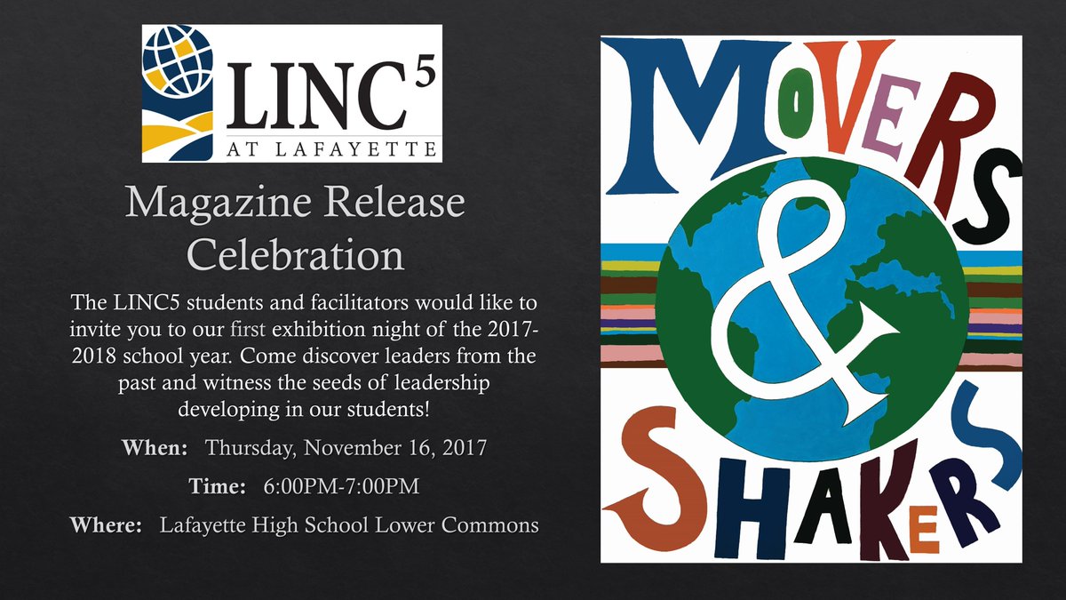 LINC5_LHS's tweet photo. Please join us for the LINC5 magazine celebration! https://t.co/aQMPjpUBIu