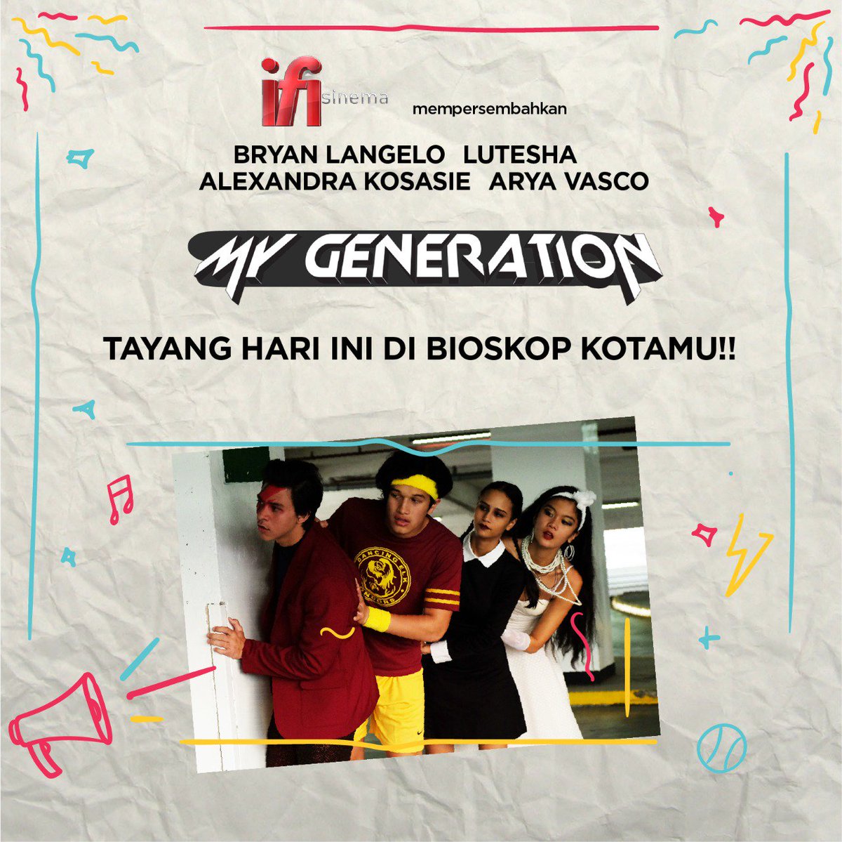 Film My Generation tayang mulai hari ini di bioskop! Ayo yg blm nonton jangan sampai terlewatkan!
.
#yuknontonsatusekolah #Mygenerationfilm #ifisinema