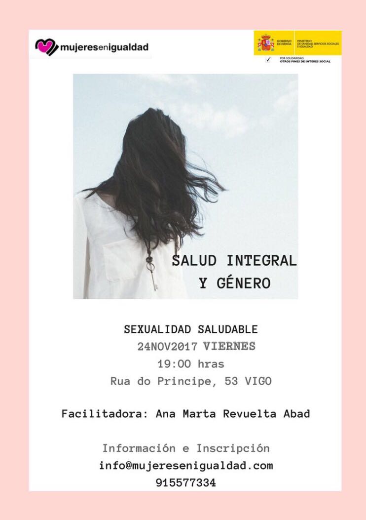 MujerIgualVigo's tweet photo. ¡Os esperamos! Con motivo de la celebración del #DíaInternacionalParaLaEliminaciónDeLaViolenciaContraLaMujer @MujerIgualVigo organizaremos diferentes actividades. El 24 hablaremos de un pilar básico: #SaludIntegralYGénero. #SexualidadSaludable. Nos concierne a todos. ¡No faltéis! https://t.co/dxpkfxrCw9