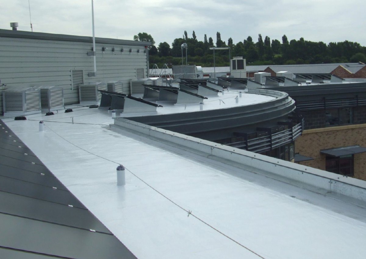 SurfProLtd's tweet photo. Such a great example of Liquid Roofing on this failed single ply roof , covered in Sika Liquid Plastic's Decothane Ultra. Great job by our lads as always. https://t.co/8CRnUviSbH https://t.co/dggttwq5XP