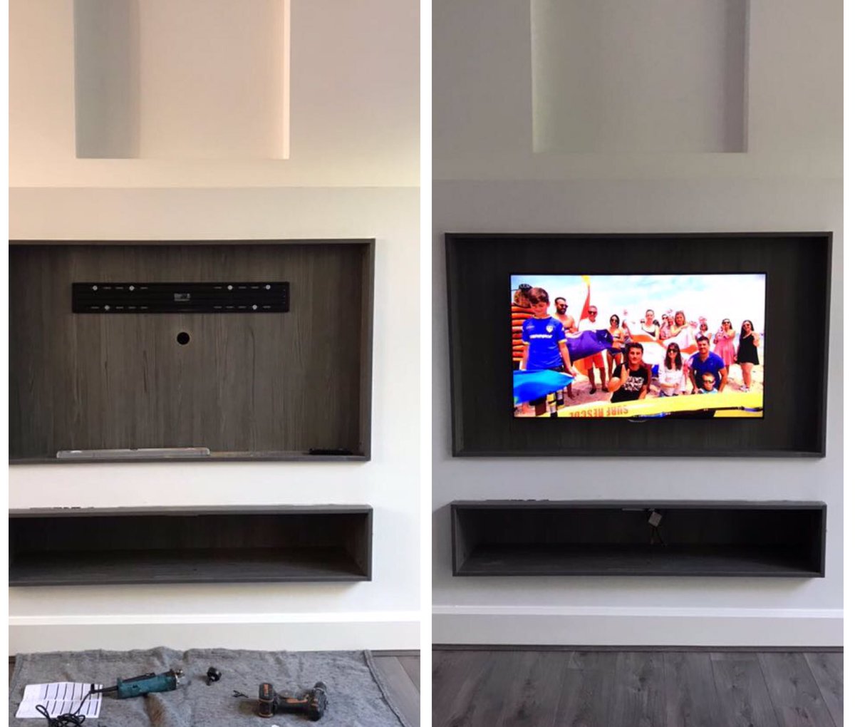 inHomeMedia's tweet photo. No point in a beautiful wooden recess if your builder forgets to put the cables in first👷🏻🤦🏻‍♂️! Luckily we were able to help!👍🏻#altrincham https://t.co/5kAWCEwyjE