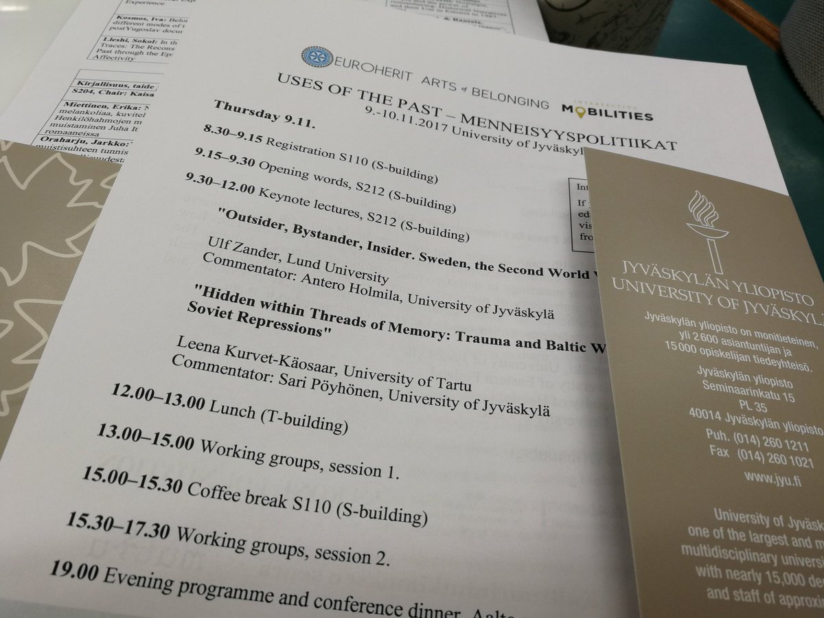 tuijasaresma's tweet photo. Uses of the Past - Menneisyyspolitiikat symposium happening right now. #artsofbelonging #intersectingmobilities #rohkeatekijä @uniofjyvaskyla https://t.co/yOALkZr6LD