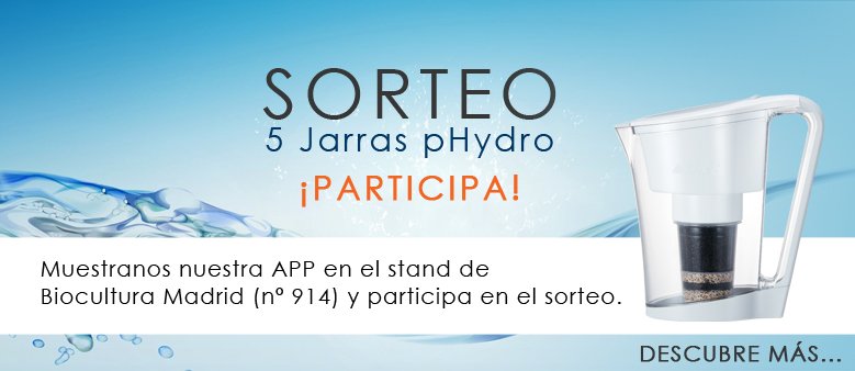 AlkalineCare's tweet photo. Si, es verdad que #sorteamos hasta 5 jarras #phydro en #BioCulturaMadrid muéstranos tu Alkaline Care App en nuestro stand 914 https://t.co/4P3IzSKbwP