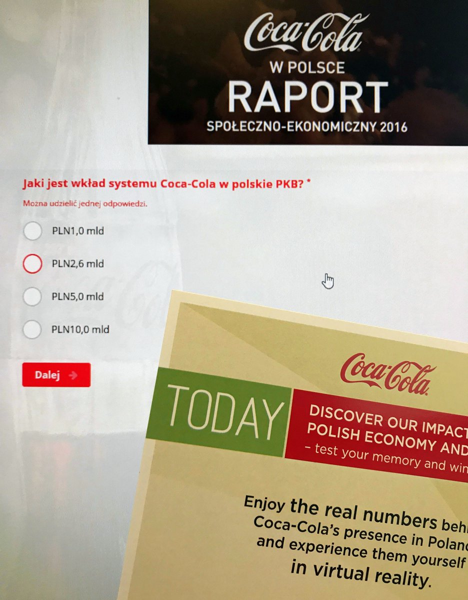 anna_solarek's tweet photo. Dzisiejszy dzień w @cocacolapolska upływa pod znakiem liczb i faktów z raportu społeczno-ekonomicznego. Wirtualna podróż po fabryce może zaskoczyć! :) #raportVR #raportCocaCola #iCoke https://t.co/CYx6aCe523