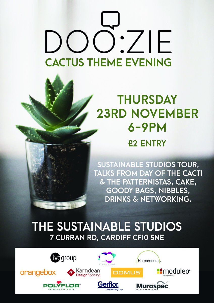 Get your Doo:zie Catcus Event Ticket now! 23rd Nov - Tickets going FAST! <a href="/MuraspecSabrina/">Sabrina</a> @HywelGlynnJones <a href="/KyleDarlington/">Kyle Darlington</a> <a href="/markdomus/">Mark Atherton</a>  @richiepolyflor <a href="/dayofthecacti/">Wilson</a> <a href="/ModuleoUK/">ModuleoUK</a>  <a href="/Humanscale_eu/">Humanscale</a> <a href="/TonyGerflor/">Tony Ward</a> @YasminMokha 

eventbrite.co.uk/e/doozie-cactu…