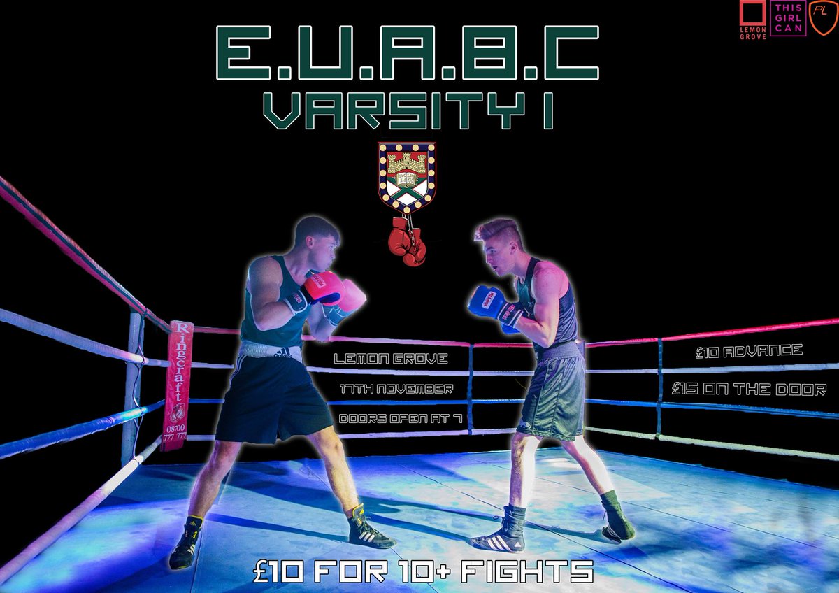 EUABC1's tweet photo. Boxing varsity tickets on sale today in the forum - just £10 for a great night of boxing, come along and support your Exeter uni boxing club! https://t.co/FdwI5KMKzL