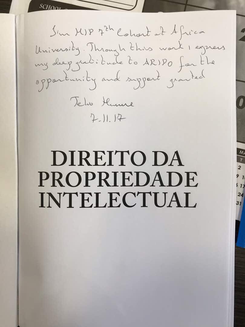 _ARIPO's tweet photo. First IP book in Portuguese by an African launched in #Mozambique by Telio Murrure. An MIP graduate, 7th cohort supported by @_ARIPO. https://t.co/Iznp0mBZqs