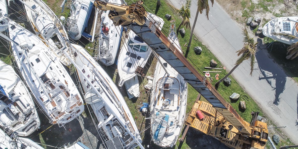 nannycay's tweet photo. First a 90-tonne crane, now a 60-tonne crane, in storage areas...

#BVI #BVIstrong #Irma #marinalife #aerialphoto https://t.co/J0pQear2FH