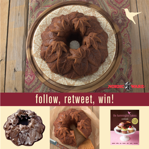 hummingbbakery's tweet photo. Follow and RT and you could #win a @NordicWareUK Harvest Leaves Bundt® Tin, cookbook and £30 bakery vouchers! https://t.co/J0tzHKp174  🍁 https://t.co/hMEEKwQLIC