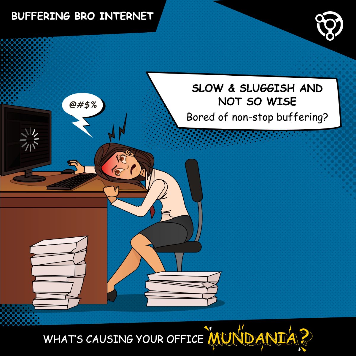 DrivezyIN's tweet photo. The round buffering circle making your head spin? Is your hotspot becoming your #OfficeInternet ? Well, the Buffering Bro Internet could be the cause of your office #Mundania. #OfficeLife #CorporateLife https://t.co/WoKYanEZ6f