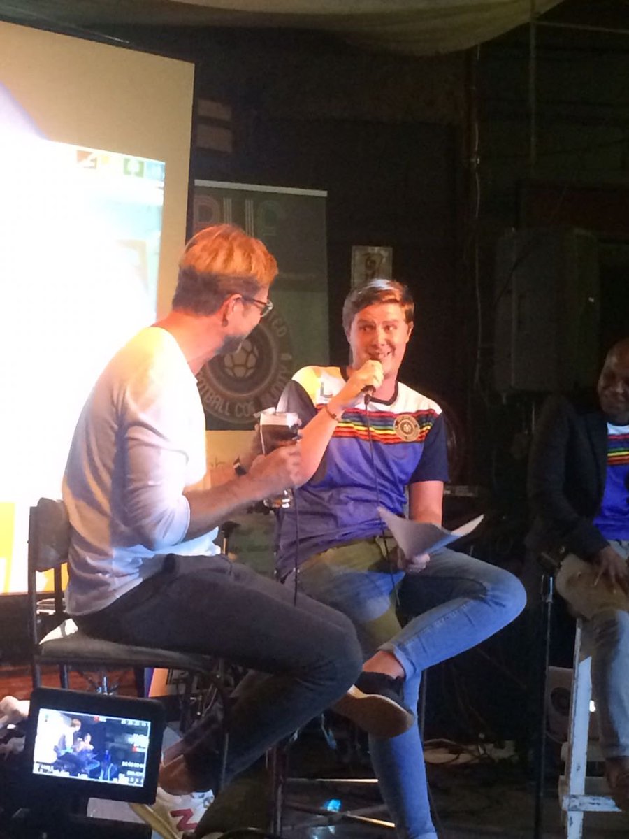 BenMole11's tweet photo. South African’s do an interview right! Pint in hand! #Klopp #lfc #charity #hbufc #capetown https://t.co/TcopArLSev