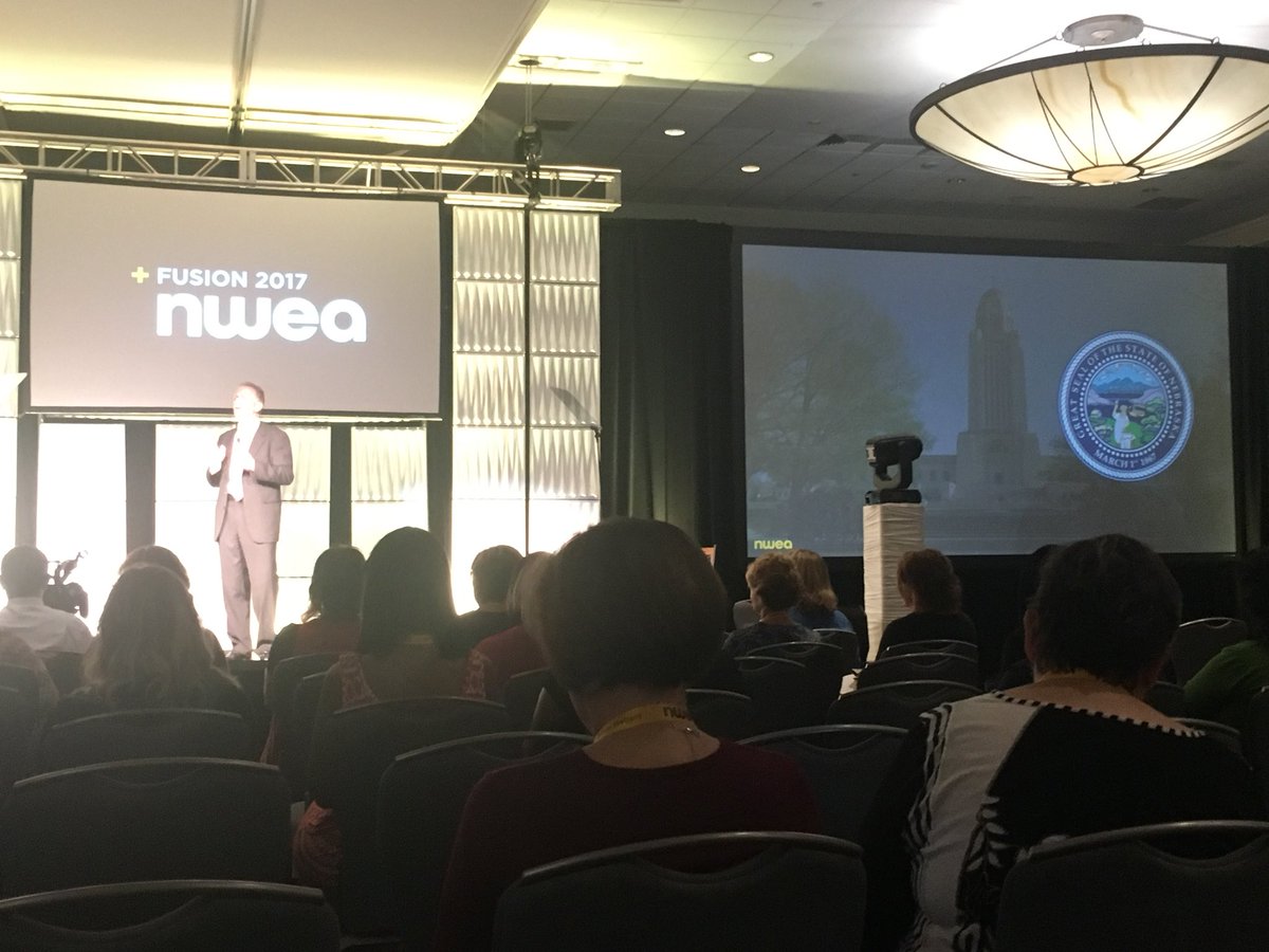 HammerMegan's tweet photo. Shout out to NE (at the opening keynote) for our movement to a balanced assessment approach at the state level #NWEAFusion #MAProcks #esu6pd https://t.co/ucjbJOWkBK