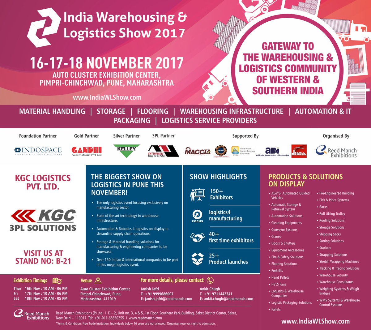 kgc_logistics's tweet photo. Visit us at Stand No. B-21 @IWLS2017 from 16-18th Nov in Pune! Get in touch: https://t.co/GvpXjNpmTC
#IWLS2017 #IWLS #event #warehousing #logistics #Pune #kgclogistics https://t.co/XOnyHky8Qf