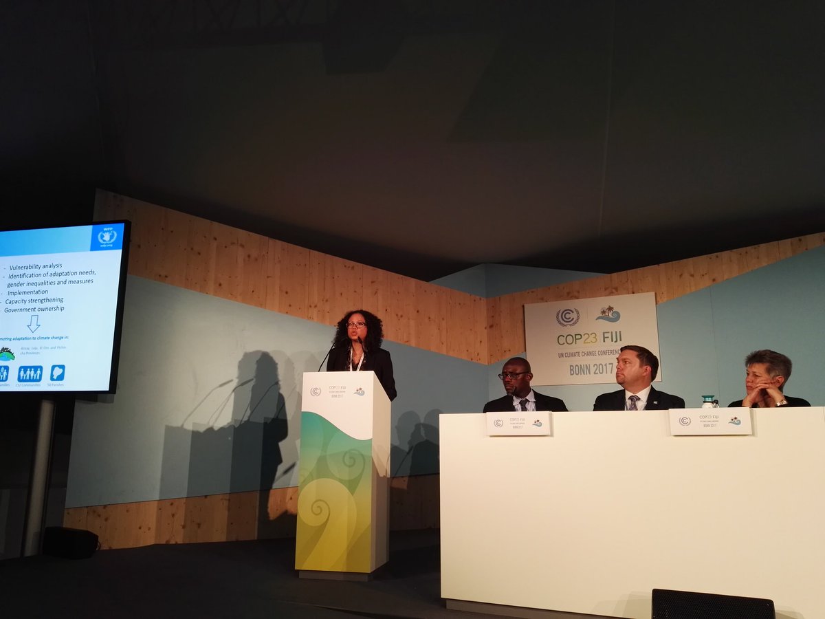 PergoliniGio's tweet photo. .@WFP Dr. Tania Osejo at @COP23 @adaptationfund side event showing lessons learnt from #adaptation project in #Ecuador https://t.co/BhuaX7aeni
