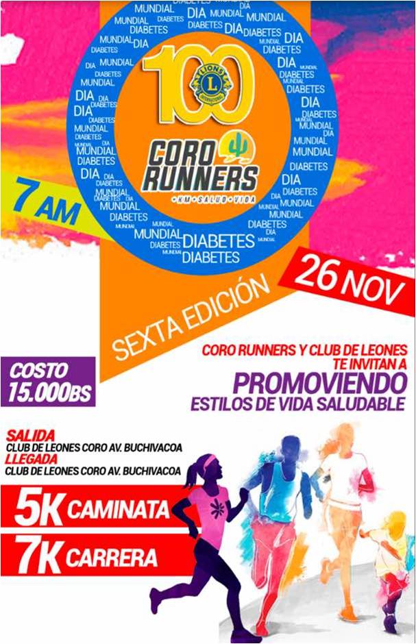 cororunners's tweet photo. @cororunners te invita a la carrera 7k - caminata5k del #clubdeleones Sexta edicion este 26 de Noviembre no te lo puedes perder.  #cororunners https://t.co/9wbJpxKuow