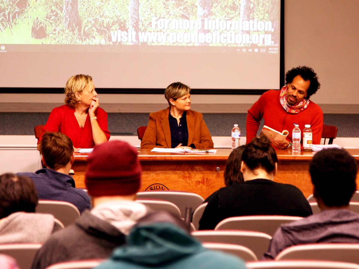 PDFPF's tweet photo. Advice for young writers: "don't know what you're going to write. Have a question." - from poet Ross Gay at the #fmu #pdfpf17 #pdfpf https://t.co/EX4itrS3tT