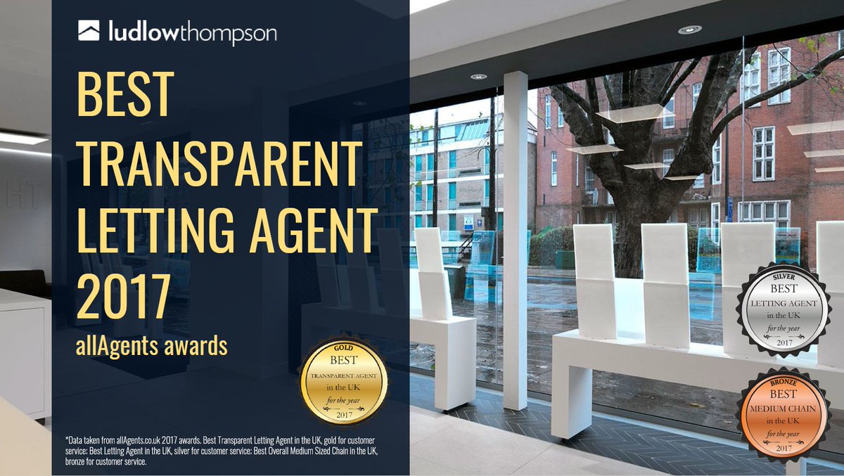 lt_property's tweet photo. ludlowthompson - The No. 1 Transparent Letting Agent in the UK- Awarded by @allagentsuk for the second year running 🥇 🏆 🎉 We are extremely delighted with this result &amp; thank our customers for their feedback on our customer service! #Winners #LettingAgent #EstateAgent #London https://t.co/N4A70StFao