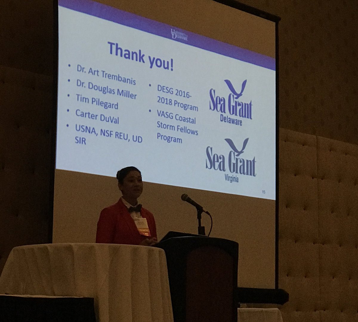 Sam_J_Lake's tweet photo. What do areal drones &amp; the childhood computer game Oregon Trail have in common? Steph Dohner, SeaGrant NOAA Coastal Storms Fellow shares lessons learned from her journey &amp; inspires #CERF2017 attendees to develop seamless topo-bathymetric maps @vaseagrant @DESeaGrant @PapaZissou https://t.co/C7jm2Hmifc