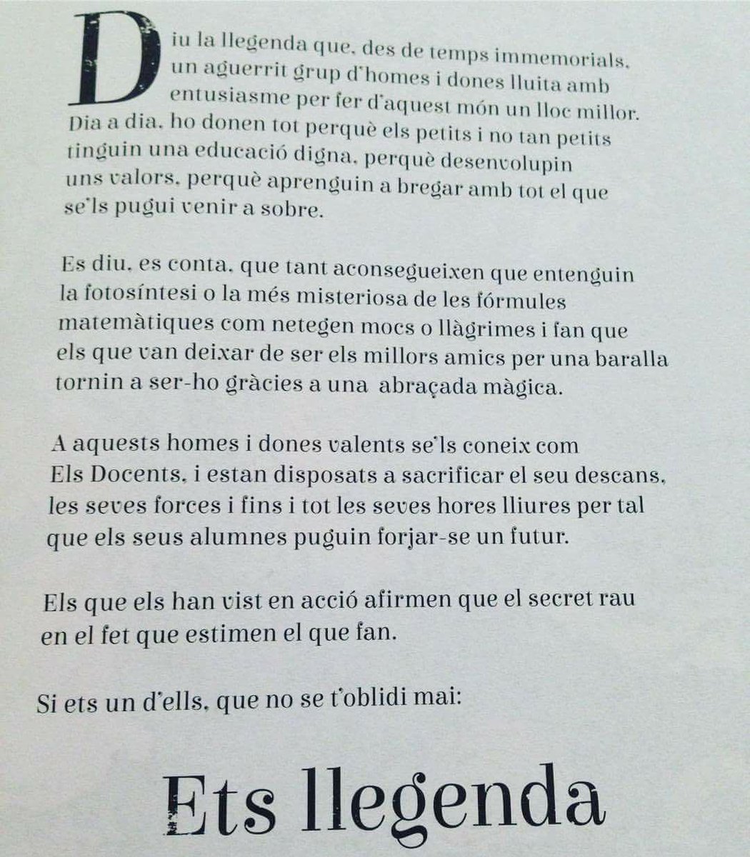 martafloreta's tweet photo. Gràcies a tots els DOCENTS que defenseu l’educació en valors, no ho oblideu: sou llegenda #escolacatalana #AEC #docentsperlarepublica https://t.co/ob0QvwqzEV