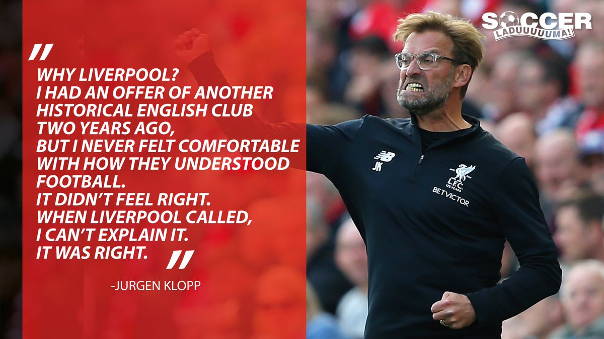 Soccer_Laduma's tweet photo. Upon his visit to South Africa for the #HBUFC charity event, Liverpool coach Jurgen Klopp revealed his reason for choosing Liverpool over another Premier League club. https://t.co/pHquSGZv79