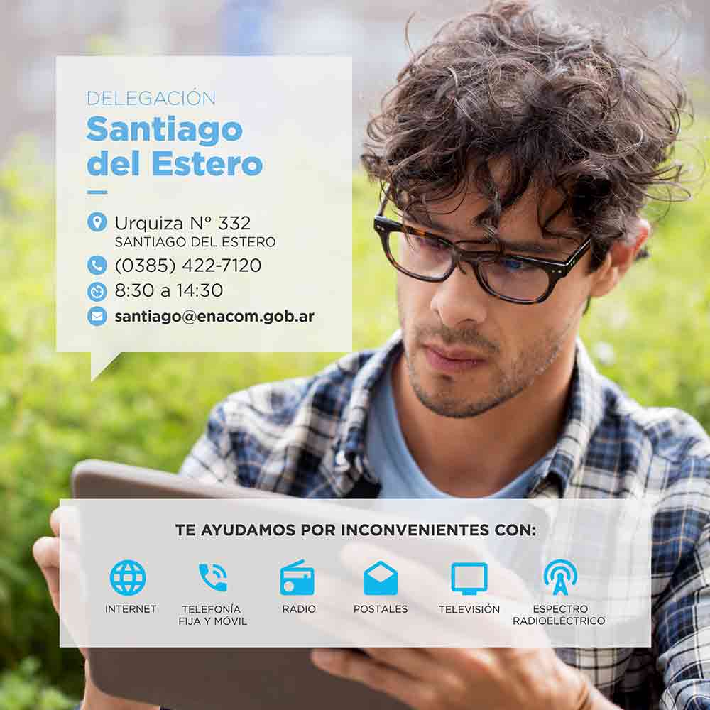 soledadarnedo's tweet photo. Si vives en Santiago del Estero y tienes problemas con tus servicios de telefonía fija, móvil, internet, la delegación está para asesorarte y recibir tus reclamos. https://t.co/W6LKqZwN2t