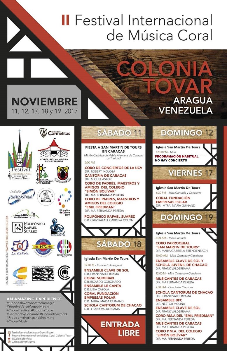 Programación Completa del <a href="/ColoniaTovFest/">FestivalColoniaTovar</a> 2017 . Les esperamos porque  "Tu pones la voz , nosotros la magia"