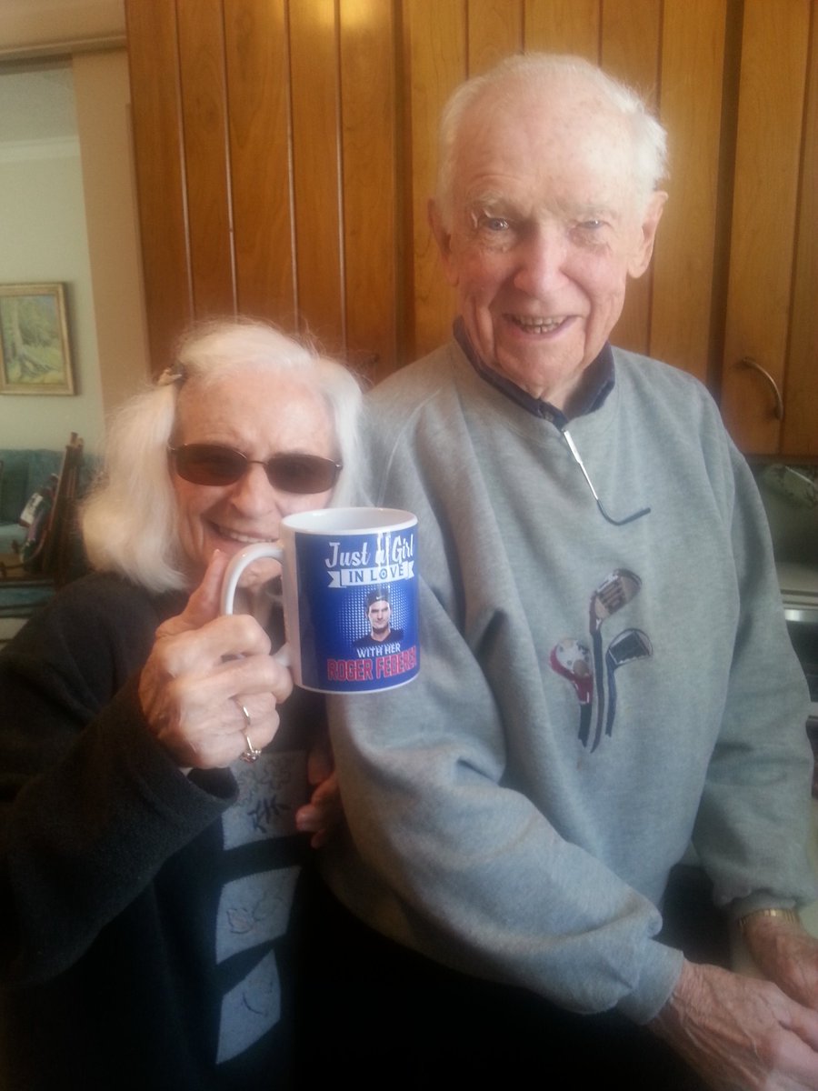 EHeimbecker's tweet photo. My Grandpa is a good sport and puts up with her @rogerfederer obsession. Everyone in the family knows that if you so much as mention #RogerFederer to her, you need to be prepared for a lengthy conversation about him #GranTheFan https://t.co/53JlAiAXSU