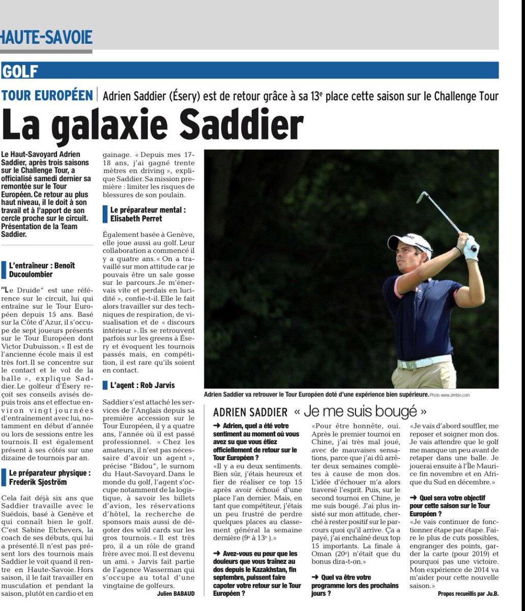 Cesnisport's tweet photo. Adrien Saddier, ancien élève du CESNI crève l'écran (ou plutôt le journal) grâce à sa bonne performance lors du Challenge Tour en golf ! 🏌♂
#CESNI #proud #golf #Saddier https://t.co/dr58GRx6un