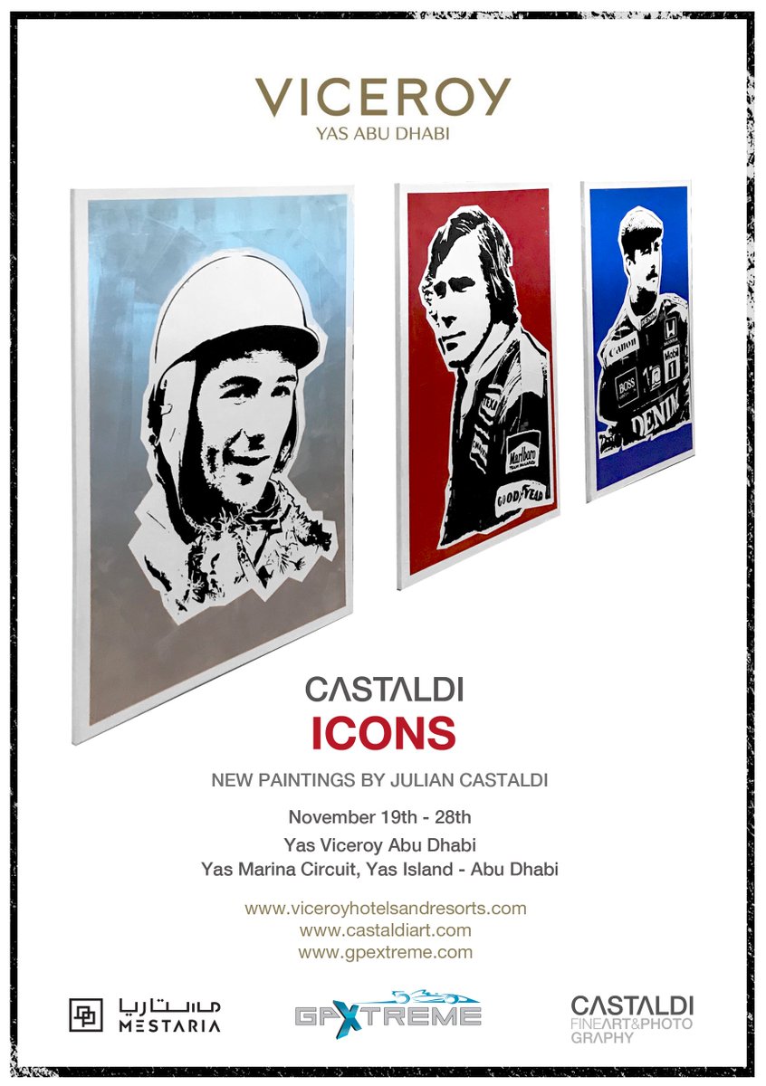 _mestaria's tweet photo. #JulianCastaldi forthcoming solo exhibition ICONS during the #F1 at @YasViceroy #AbuDhabi 19-28th November | #Mestaria #CreativeFreedom https://t.co/uC4bggcCwb